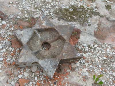 These metal Magendavids were taken off the walls of the church during restoration work.